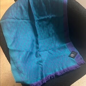 Gucci Blue and Purple Designer Scarf